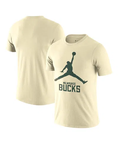 Jordan Nike Men's Cream Milwaukee Bucks Essential Jumpman T-shirt