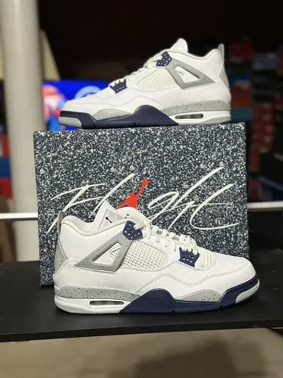 Pre-owned Jordan Nike Mens Size 13 Air  4 Retro Midnight Navy White Grey Dh6927-140