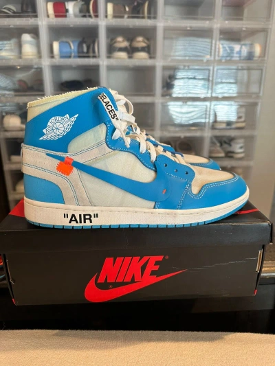 Pre-owned Jordan Nike Off White X Air Jordan 1 High ‘unc' Shoes In Blue