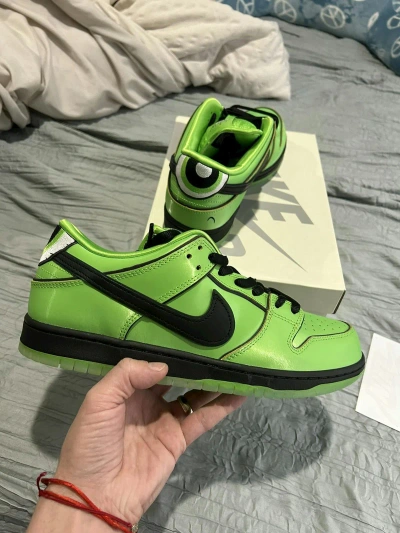 Pre-owned Jordan Nike Sb Dunk Low Power Puff Girls Buttercup Shoes In Green