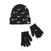 Jordan Nike Swoosh Repeat Beanie And Gloves Set Big Kids' Set In Black
