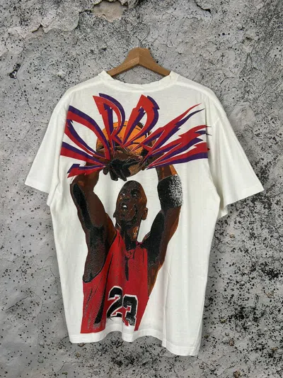 Pre-owned Jordan Nike Vintage Nike Grey Tag Jordan Nba Ultra 90's Graphic Tee In White