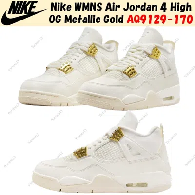 Pre-owned Jordan Nike Wmns Air  4 High Og Metallic Gold Aq9129-170 Women's Size In White