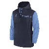 Jordan Men's North Carolina Tar Heels Sideline Pre-game Player  College 1/2-zip Hooded Jacket In Blue