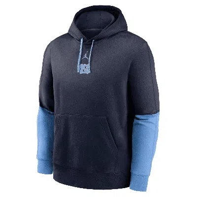 Jordan North Carolina Tar Heels Sideline Team Issue Club Nike Men's College Pullover Hoodie In Navy,light Blue