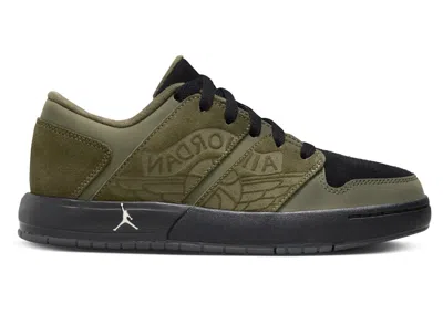 Pre-owned Jordan Nu Retro 1 Low Black Sneakers In Medium Olive/light Bone/anthracite