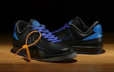 Pre-owned Jordan Off-white × Nike Air  2 Low Black Varsity Royal Dj4375-004 Men Us 6 - 12