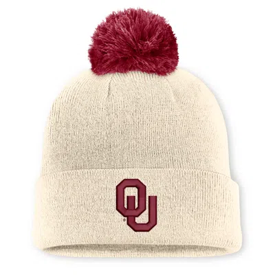 Jordan Oklahoma Campus Prep Script  Brand College Cuffed Pom Beanie In Brown