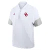 Jordan Oklahoma Sideline Coach Nike Men's  Brand 1/2-zip Short-sleeve Hooded Jacket In White