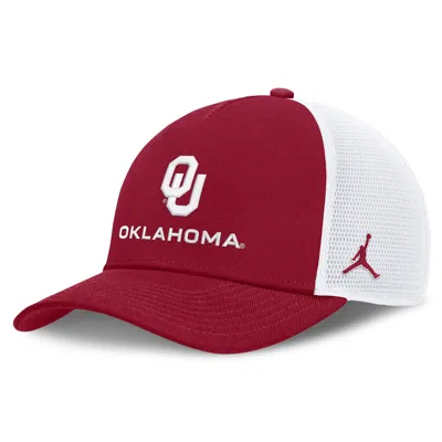Jordan Oklahoma Sideline Rise Gameday  Brand College Trucker Adjustable Hat In Red