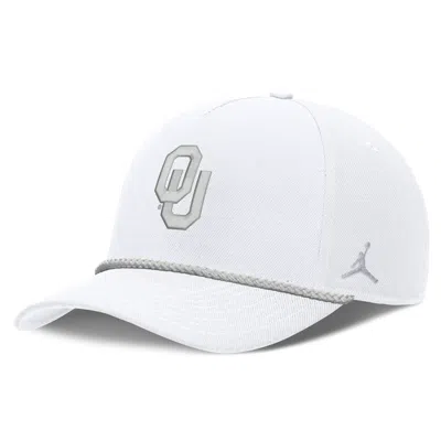 Jordan Oklahoma Sideline Rope Rise  Brand College Adjustable Hat In White
