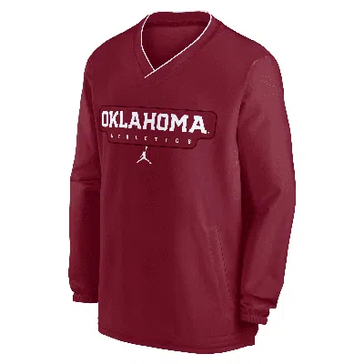 Jordan Men's Oklahoma Sooners Sideline  College Long-sleeve Windshirt In Red
