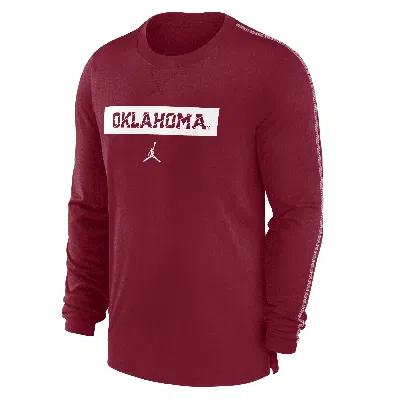 Jordan Oklahoma Sooners Sideline Player Nike Men's Dri-fit College T-shirt In Red