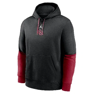 Jordan Oklahoma Sooners Sideline Team Issue Club Nike Men's College Pullover Hoodie In Black,crimson