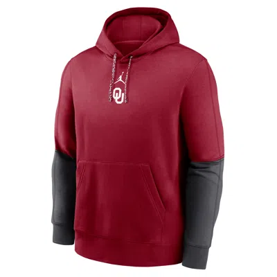 Jordan Oklahoma Sooners Sideline Team Issue Club Nike Men's College Pullover Hoodie In Red
