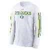 Jordan Oregon Ducks Local Spirit Slogan  Men's College Long-sleeve T-shirt In White