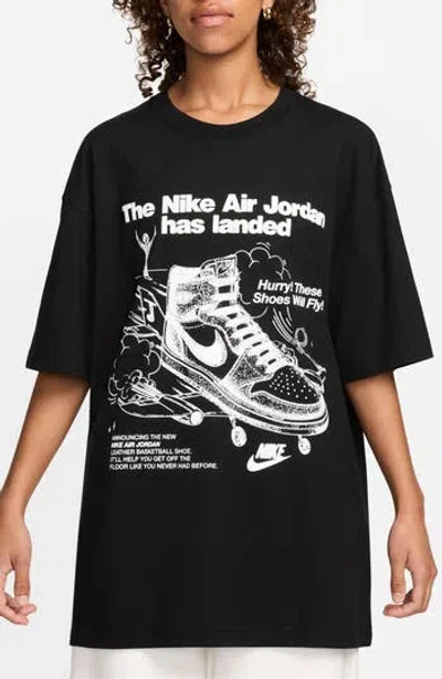 Jordan Oversize Cotton Graphic T-shirt In Black