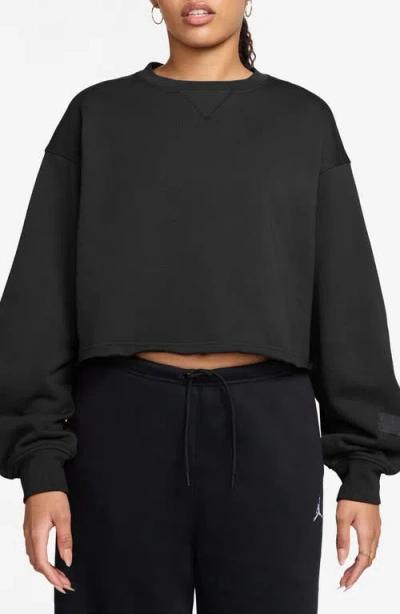 Jordan Oversize Fleece Crop Sweatshirt In Black