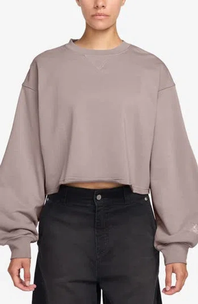 Jordan Oversize Fleece Crop Sweatshirt In Particle Rose/ Barely Rose