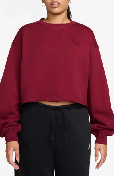 Jordan Oversize Fleece Crop Sweatshirt In Red