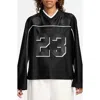 Jordan Oversize Long Sleeve V-neck Jersey Top In Black