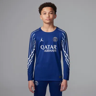 Jordan Paris Saint-germain 2024/25 Stadium Fourth Big Kids'  Dri-fit Soccer Replica Long-sleeve Jersey In Blue