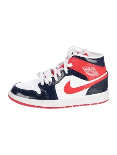 Pre-owned Jordan Patent Leather Colorblock Pattern Athletic Sneakers In Blue