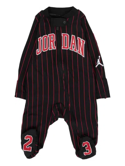 Jordan Babies' Pinstriped Long-sleeves Pajamas In Black