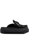 Jordan Platform "black/metallic Silver" Loafer Mules In Black