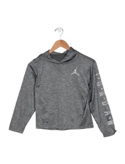Pre-owned Jordan Kids' Polyester Long Sleeve Hooded T-shirt In Grey
