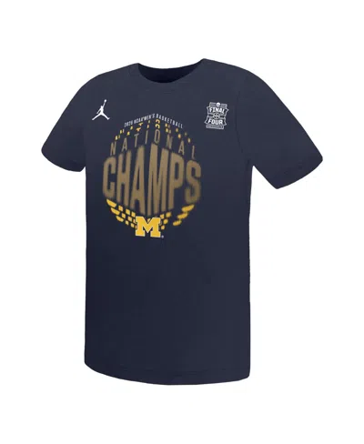 Jordan Preschool Navy Michigan Wolverines 2026 Ncaa Men's Basketball National Champions Locker Room T-shirt In Blue