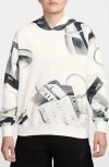 Jordan Print Brooklyn Fleece Hoodie In Sail/black