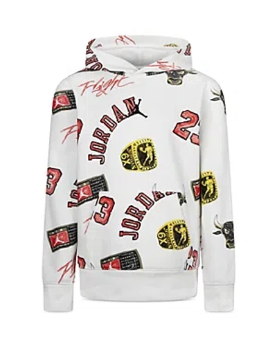 Jordan Mj Essentials Big Kids' Printed Pullover Hoodie In White