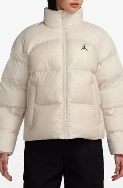 Jordan Quilted Puffer Coat In Legend Light Brown/black