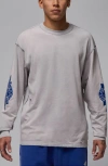 Jordan Rare Air Distressed Long Sleeve Graphic T-shirt In Grey