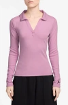 Jordan Rib Long Sleeve Polo In Pink