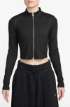 Jordan Rib Zip Front Top In Black