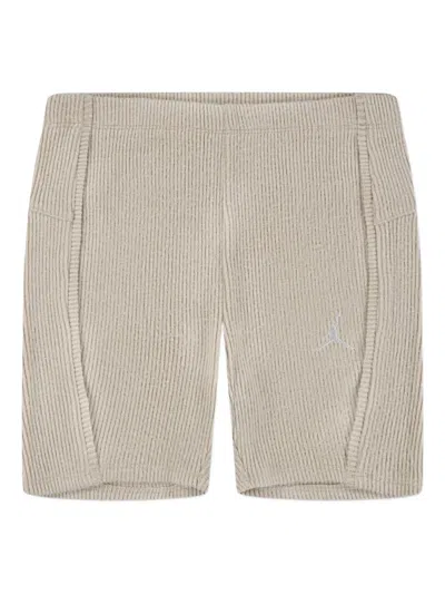 Jordan Ribbed Logo-embroidered Shorts In Neutral