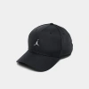 Jordan Rise Structured Metal Jumpman Strapback Hat In Black