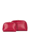 Jordan Road Red Python Embossed Pouch Set In Red