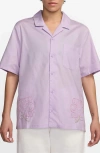 Jordan Rose Embroidered Cotton Camp Shirt