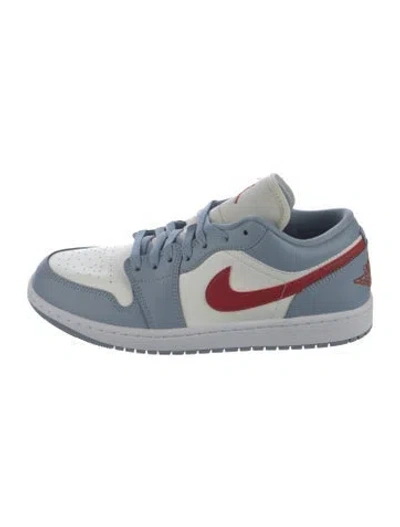 Pre-owned Jordan Signature Logo Leather Sneakers In Blue