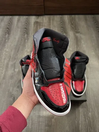 Pre-owned Jordan Size 10 -  1 Retro High Og Patent Bred In Red