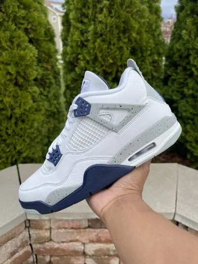 Pre-owned Jordan Size 10 -  4 Midnight Navy In White