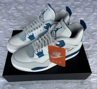 Pre-owned Jordan Size 10.5 Mens - Air  4 Retro 2024 Military Blue In White
