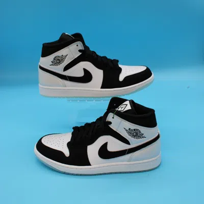 Pre-owned Jordan Size 10 - Nike Air  1 Mid Diamond Shorts Black White Mid Top Sneakers 2022