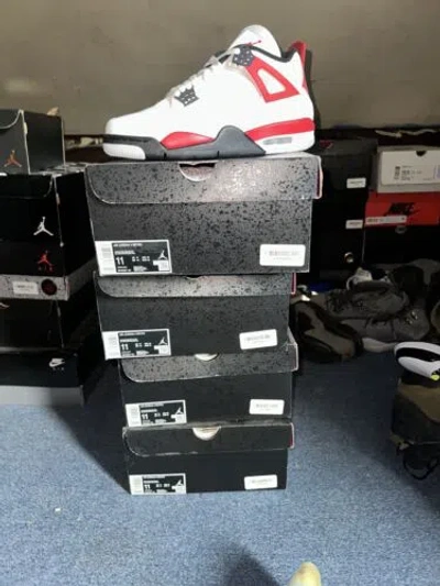 Pre-owned Jordan Size 11 -  4 Retro Mid Red Cement In White