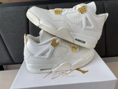 Pre-owned Jordan Size 11.5w/10m- Air  4 Retro Metallic Gold W In White