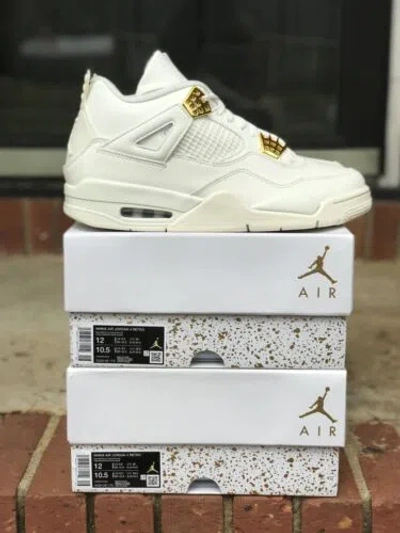 Pre-owned Jordan Size 12w / 10.5 M - Air  4 Retro Metallic Gold W In White
