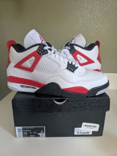 Pre-owned Jordan Size 13 ________ Nike Air  4 Retro Fire Red White Wet Cement 4s 2023 Retro